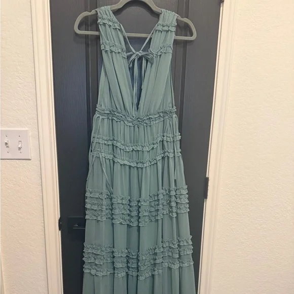 VICI Dance On Air Ruffle Tiered Maxi Dress | Sage | Small - Picture 6 of 9